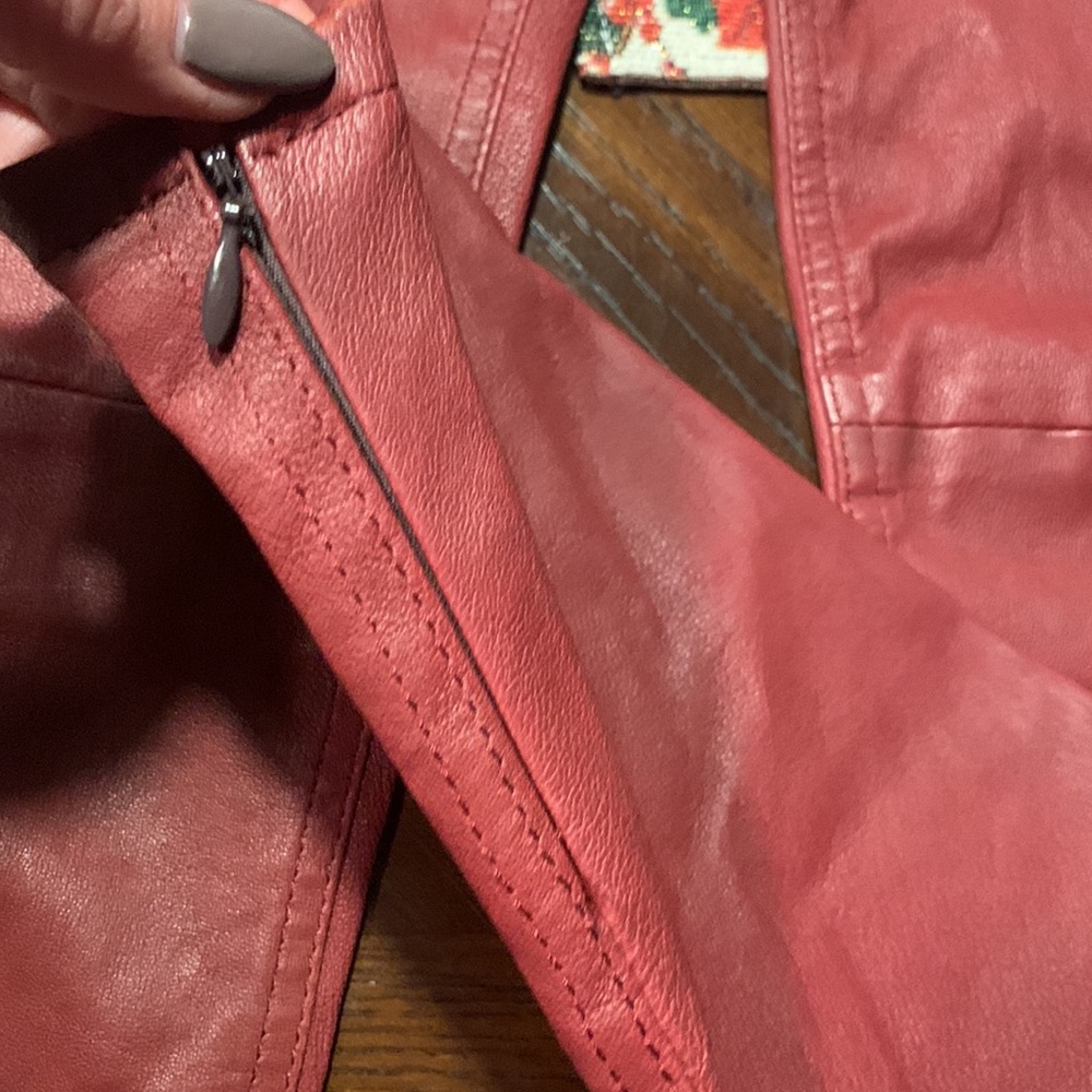 BLK DNM Burgundy Red Leather Skinny Pants sz 28 - Picture 7 of 11